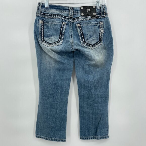 MISS ME Signature Cuffed Capri 100% Cotton Cropped Jeans Size 25 - Picture 4 of 8
